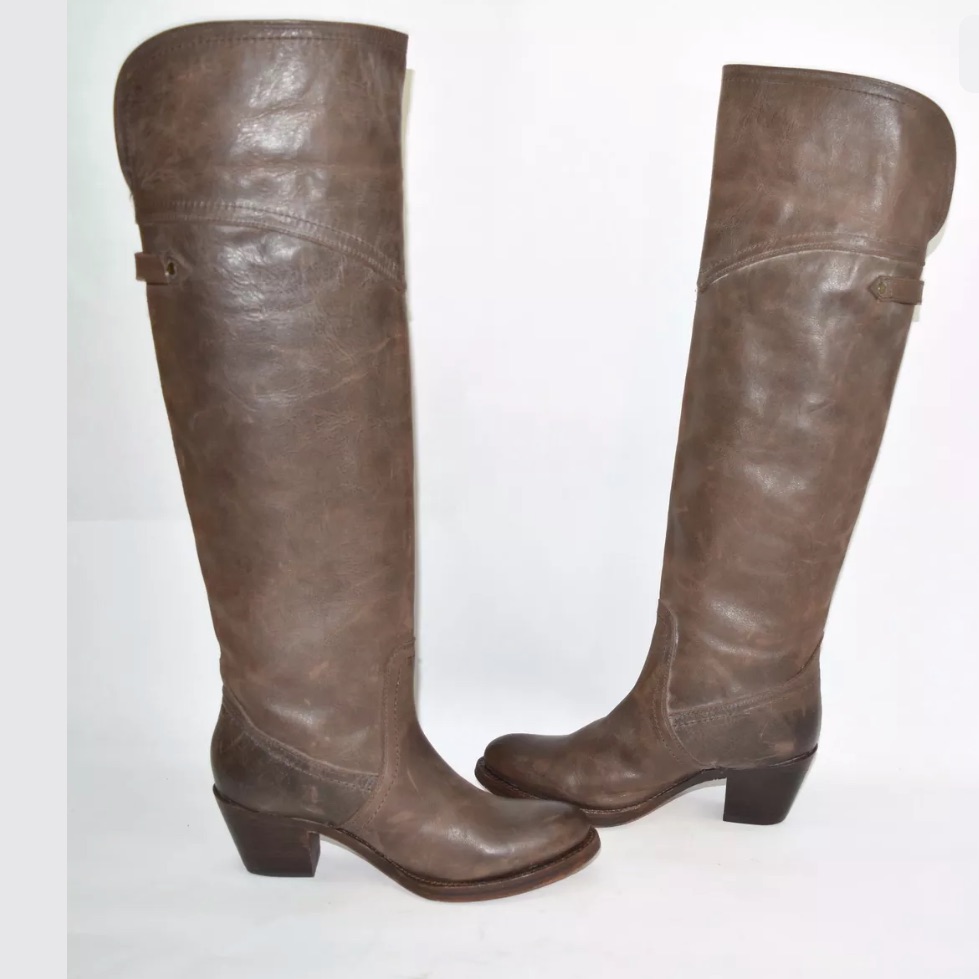 Frye 8.5 Distressed Jane Tall Cuff Boots